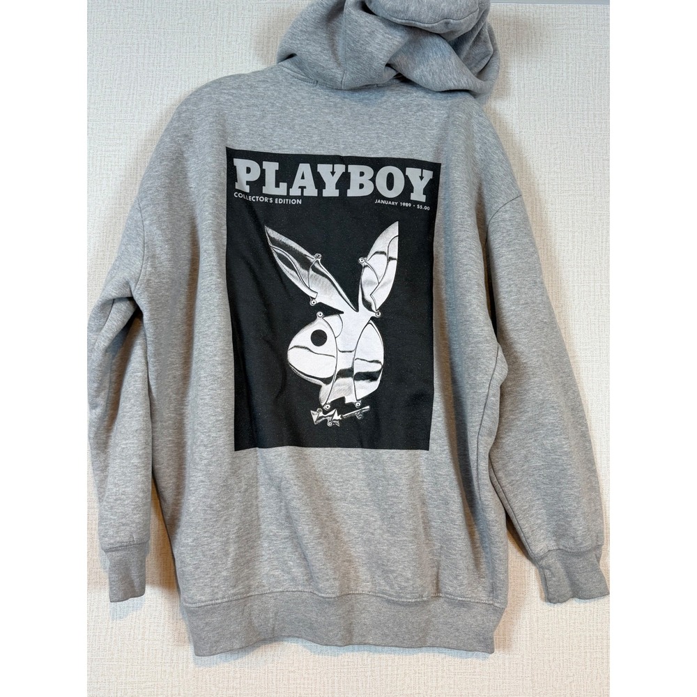 Missguided Playboy Hoodie Grey Oversized 1989 Collectors Edition Graphic US 4